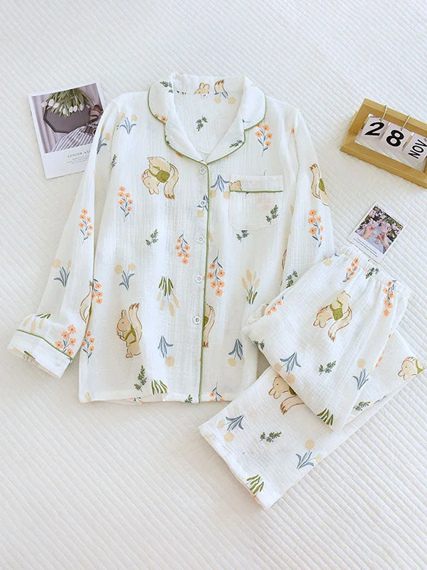 Cotton Cartoon Print Pajamas Set Amazon pajama sets