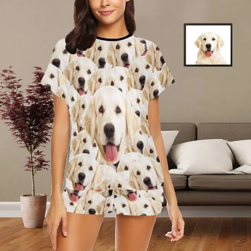 Custom Pajamas with Pets Face My Dog Sleepwear Personalized Photo Women's Short&Long Sleeve Pajama Set Target pajama sets