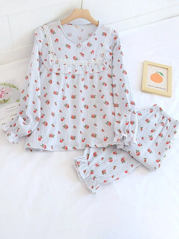 Cute Floral Print Pajamas Set Spa pajama sets