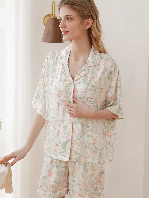 Floral Cotton Shirt Shorts Pajamas Set Postpartum pajama sets