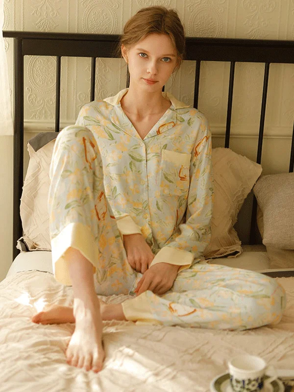 Saitn Magnolia Shirt Pajamas Set Travel pajama sets