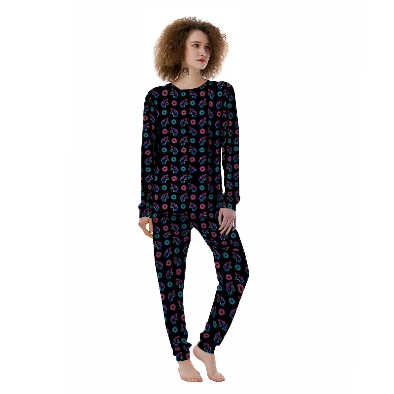 Unicorn Black Girly Print Pattern Women's Pajamas Forever 21 pajama sets