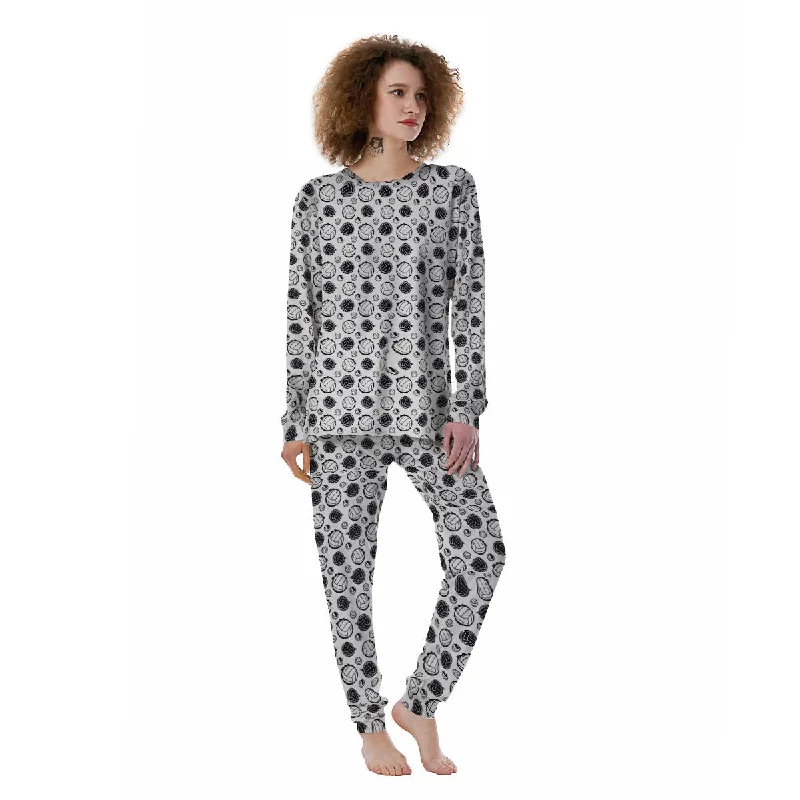 Volleyball White And Black Print Pattern Women's Pajamas Couple pajama sets