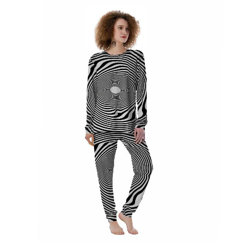 Vortex Swirl White And Black Print Women's Pajamas Women's pajama sets