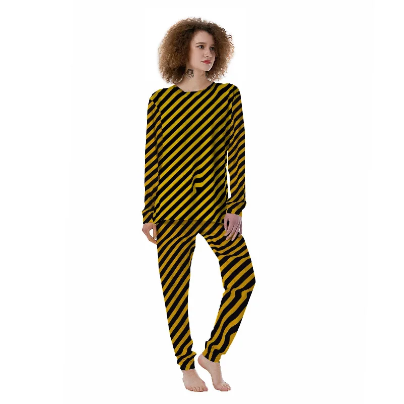 Warning Striped Yellow And Black Print Women's Pajamas H&M pajama sets