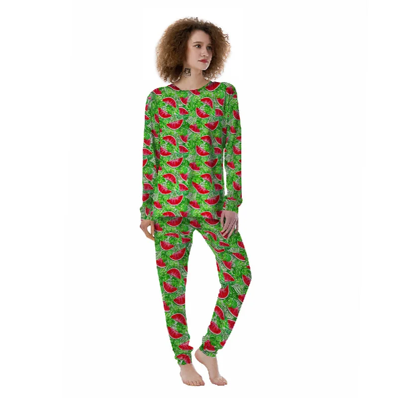 Watermelon Aloha Tropical Print Pattern Women's Pajamas Breathable cotton pajama sets