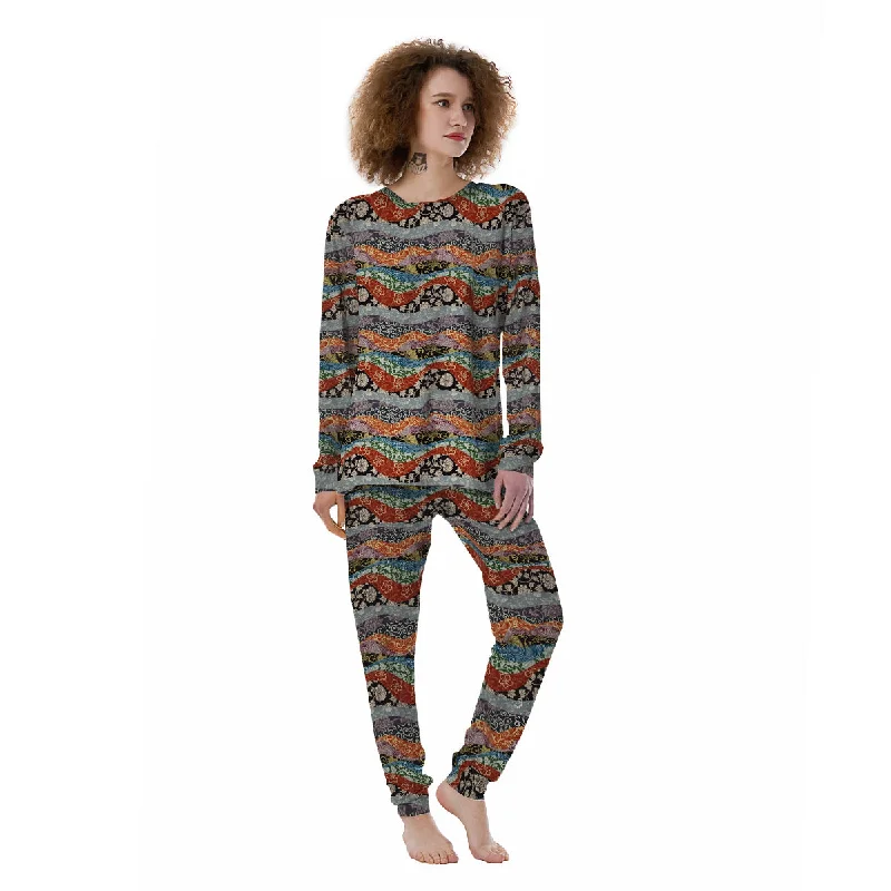 Wave Japanese Patchwork Print Pattern Women's Pajamas Target pajama sets