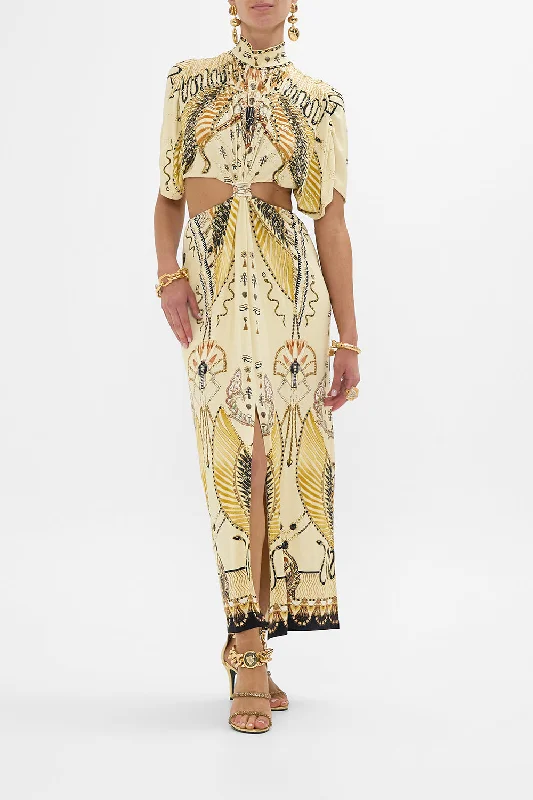 HIGH NECK TWIST CUT OUT JERSEY DRESS GATEWAY TO THE AFTERLIFE Boho Style Robe