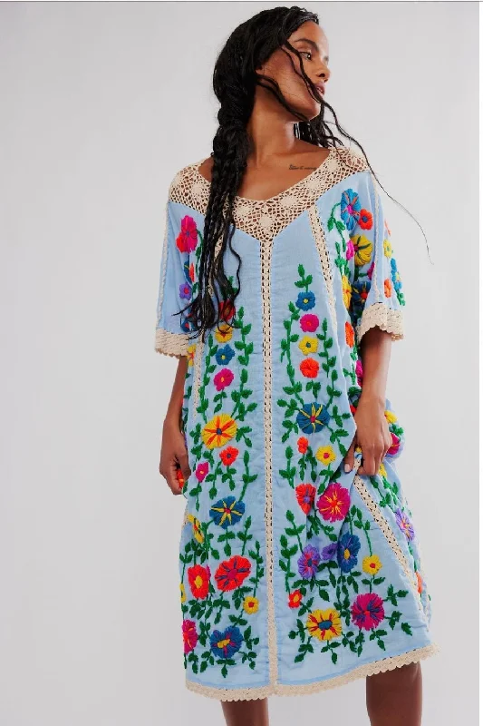 BELLA FLORA EMBROIDERED KAFTAN X FREE PEOPLE Bridal Satin Set