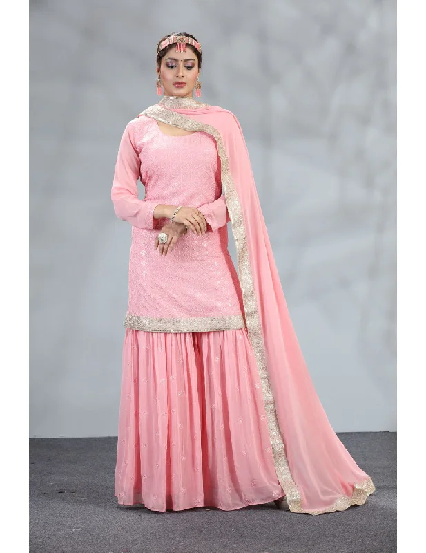 Exclusive Pink Sharara Set Luxury Satin Robe