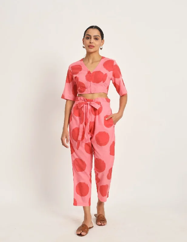 Red & Pink Polka Dot Co-Ord Set Bridal Satin Set