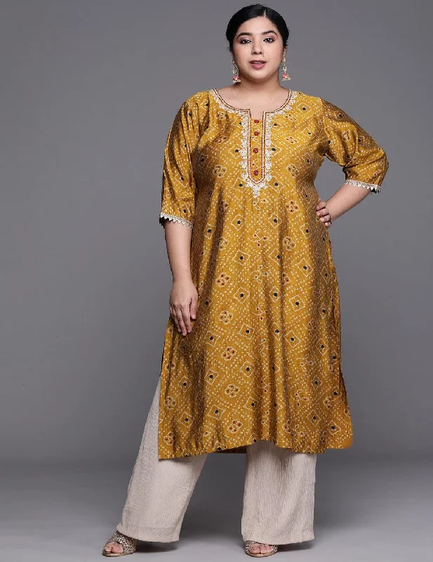 Yellow Bandhani Kurti Romantic Lace Set