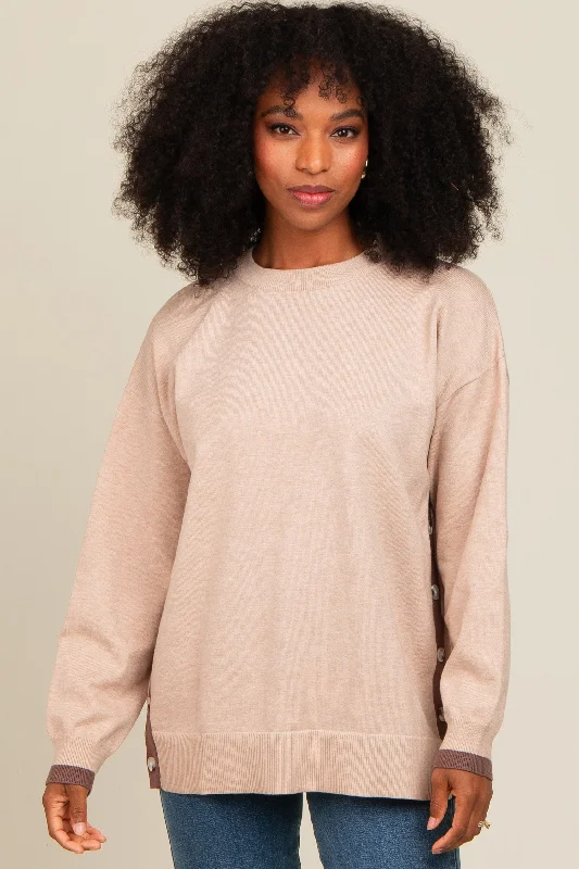 Beige Button Up Side Detail Sweater Best sweaters for winter