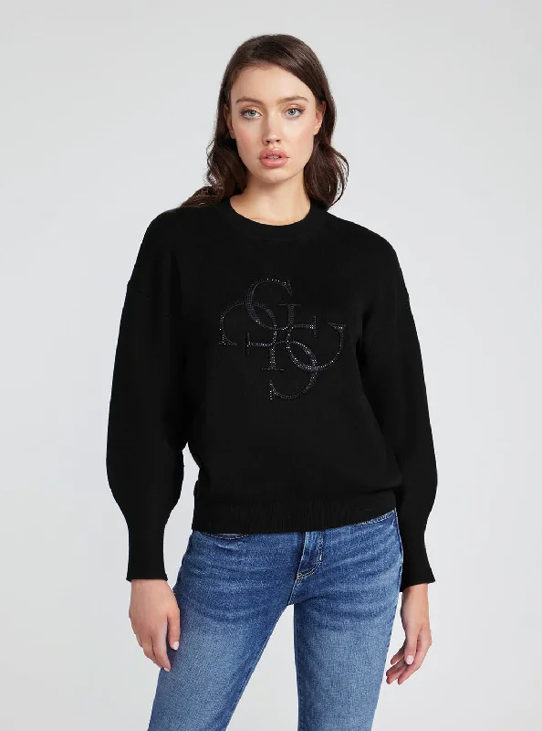 Black Long Sleeve Leonor Logo Jumper Office sweaters