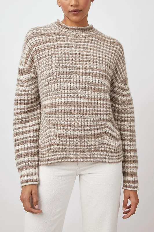 ECHO SWEATER - BROWN WHITE SPACE DYE Travel-friendly sweaters