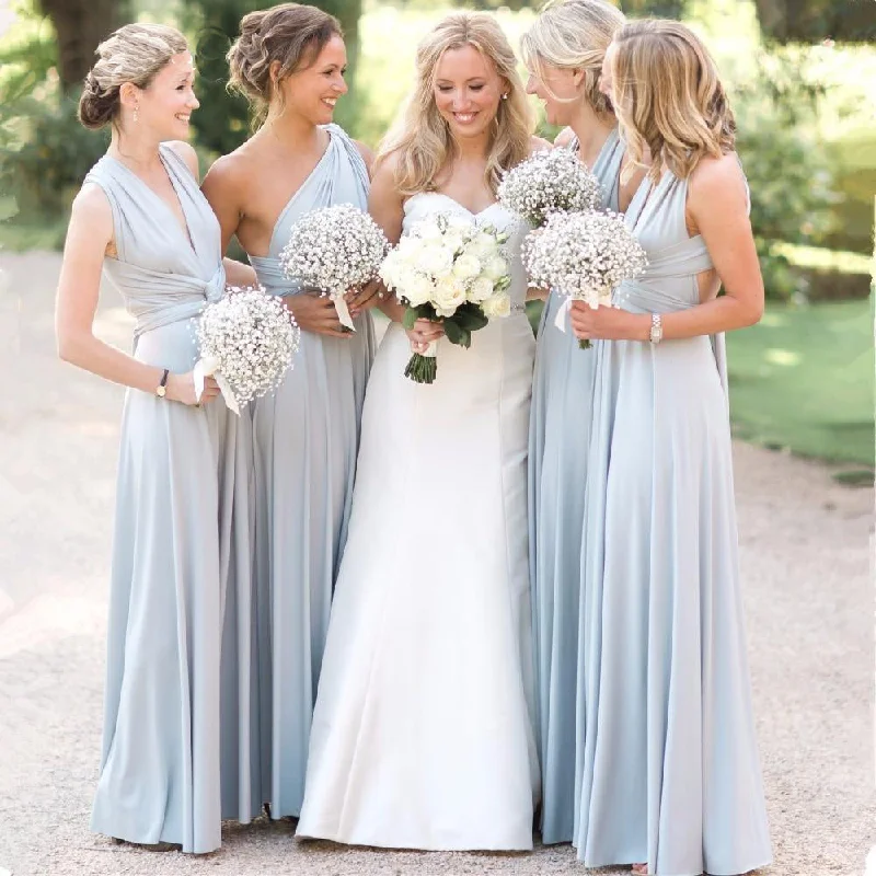 New Light Blue Convertible Bridesmaid Dresses Wedding Dress Style