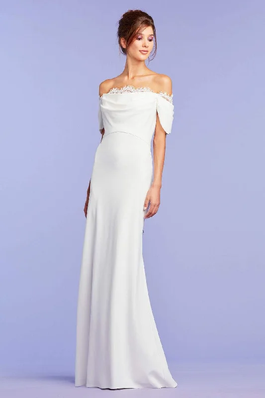 Tadashi Shoji - Scalloped Off Shoulder Long Gown Off-shoulder Bridal Gown