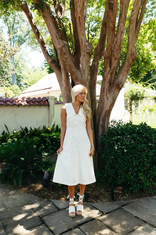 Here And There Midi Dress - White Versatile midi dresses for all occasions