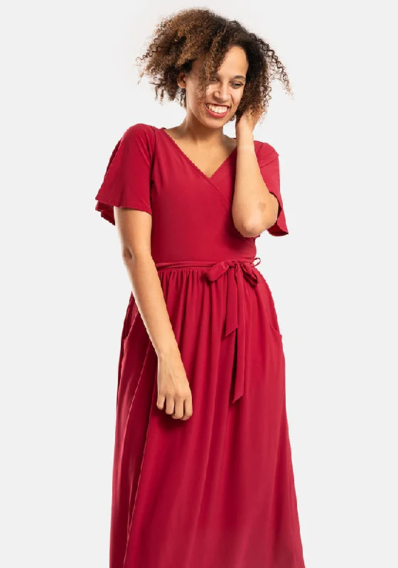 Ramsey Plain Magenta Midi Dress Clubbing midi dresses