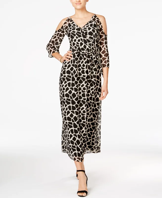 BAR III Printed Cold Shoulder Maxi Dress Boohoo maxi dresses