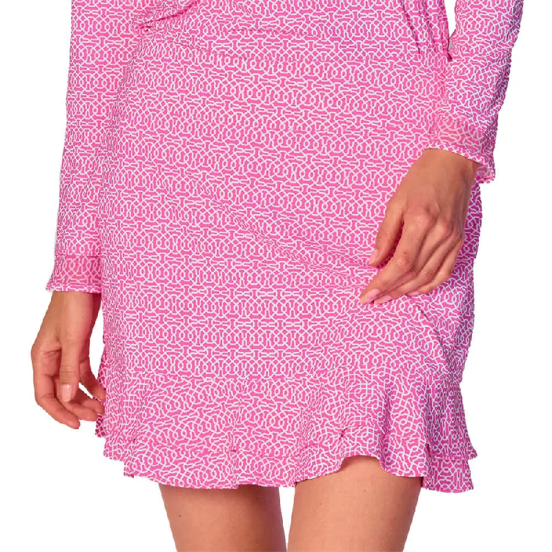 G Lifestyle 16-Inch Cubic Double Ruffle Tennis Skort - Hot Pink Polka dot unclassified skirts