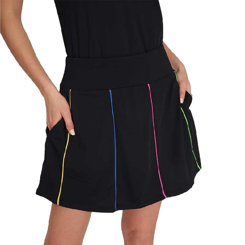 G Lifestyle Multi Color Piping Skort - Black/Bright Multi-FINAL SALE Button-front unclassified skirts