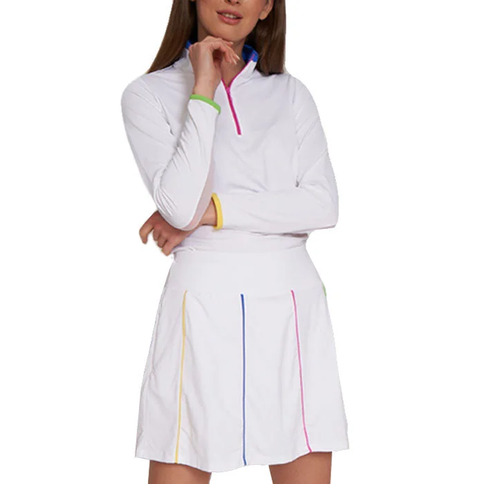 G Lifestyle Multi Color Piping Skort - White/Bright Multi-FINAL SALE Petite unclassified skirts