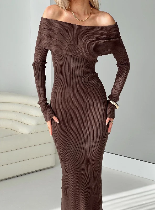 Phylis Off The Shoulder Maxi Dress Chocolate Revolve maxi dresses