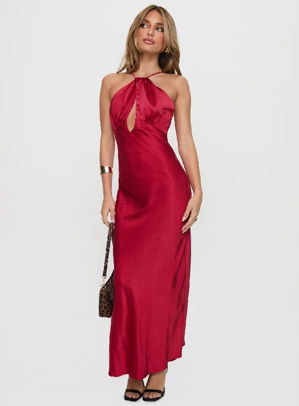 Saja Cut Out Maxi Dress Red Anniversary maxi dresses