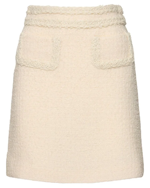 Ivory Boucle Mini Skirt Chic Denim Skirt