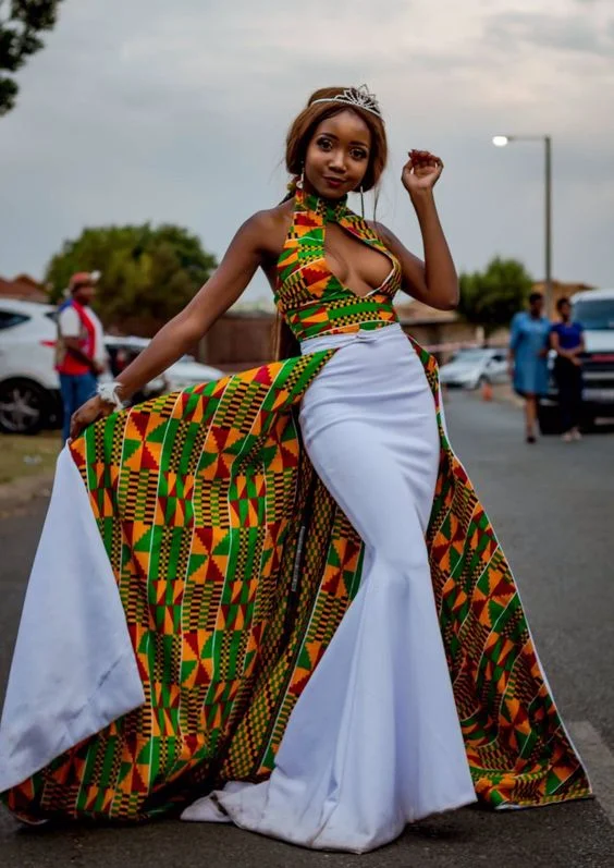 Kente African Clothing for Women. African Mermaid Gown. Prom Gown. Dashiki. Ankara. Stretchy party dresses