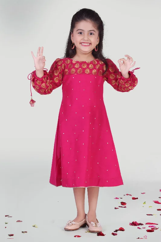 Girls Fuchsia Party Dress For Girls Winter party dresses