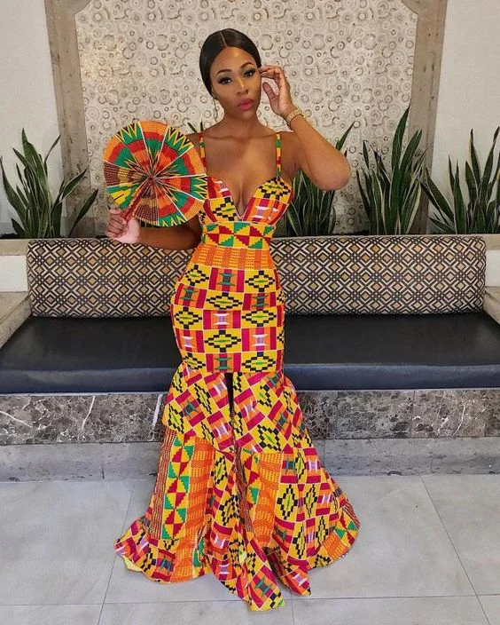 Kente African Clothing for Women. African Mermaid Gown. Prom Gown. Dashiki. Ankara. Best party dresses for dancing