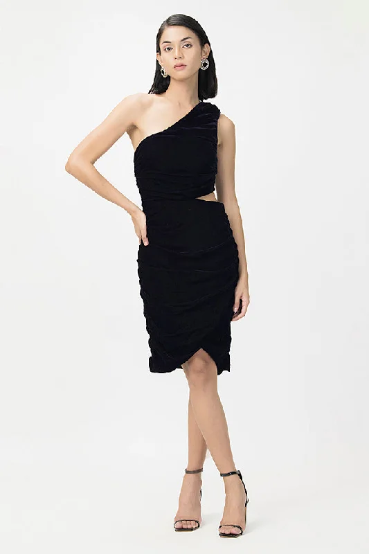 Ruched Velvet Party Dress Minimalist party dresses