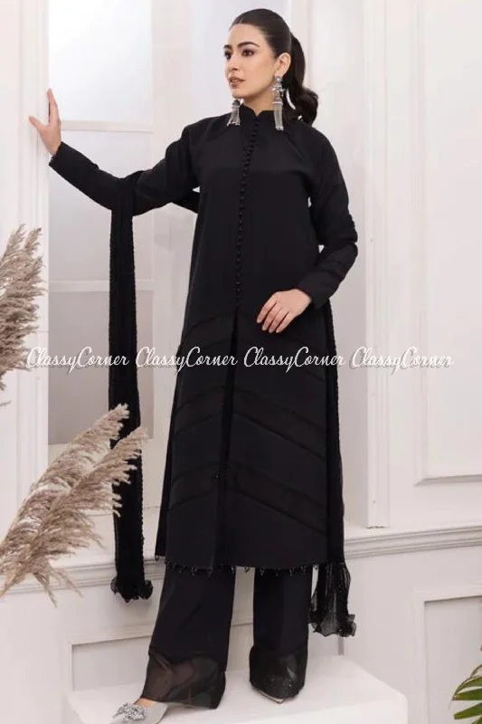 Black Chiffon Readymade Salwar Kameez Denim unclassified dresses