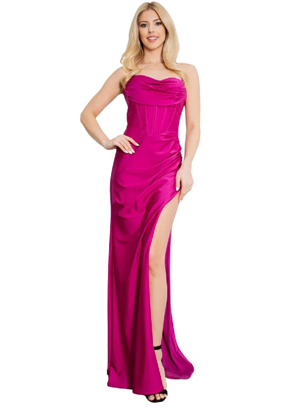 Bliss Stretch Gown for Women with Adjustable Corset Back and Draped Neckline, Sizes XS-3XL One-shoulder unclassified dresses