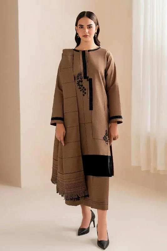 Brown Khadar Readymade Suit Soft fabric unclassified dresses