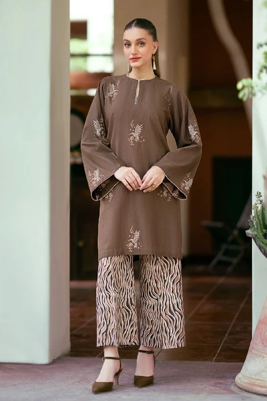 Brown Khadar Viscose 2pc Suit Embroidered unclassified dresses