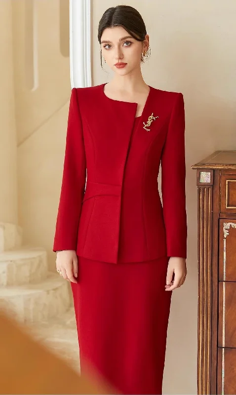 Regal Red Tailored Dress Suit Chic unclassified dresses