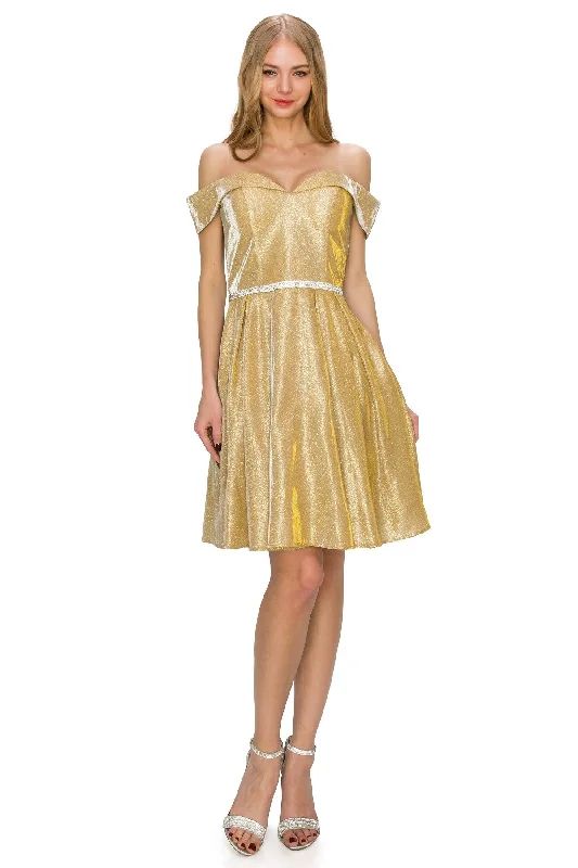 Gold Off Shoulder Junior Bridesmaid Dress for Women, Sizes XS-3XL Fall unclassified dresses