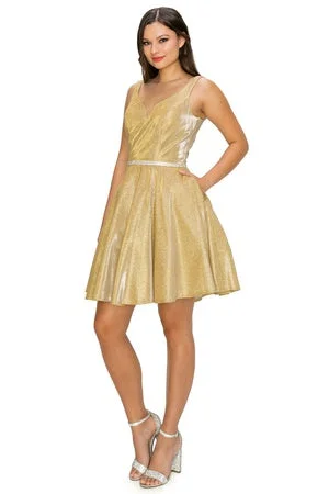 Gold V Neck Junior Bridesmaid Dress for Women, Sizes XS-3XL Cocktail unclassified dresses