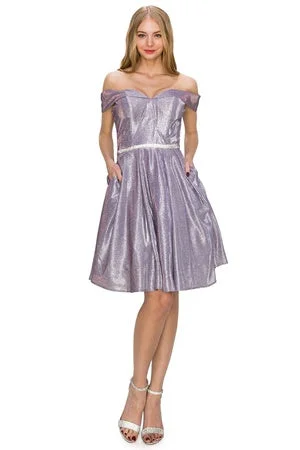 Lilac Off Shoulder Junior Bridesmaid Dress for Women, Sizes XS-3XL Mesh unclassified dresses