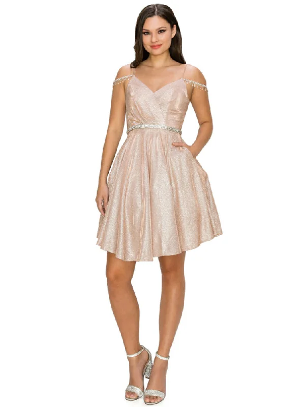 Rose Gold Pleated Bodice Junior Bridesmaid Dress for Women, Sizes XS-3XL Open-back unclassified dresses