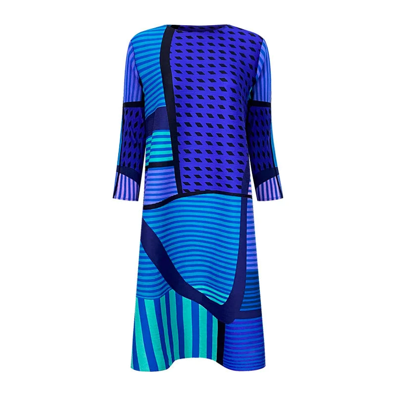 Color-block Geometric Digital Pleated Summer Dress Discounted unclassified dresses