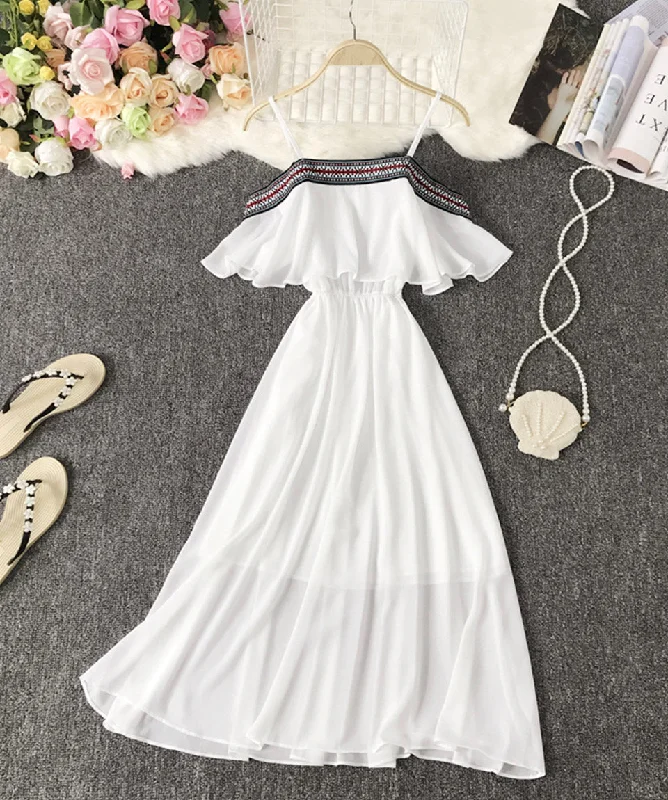 Cute A line soft chiffon dress summer dress  1115 Color block unclassified dresses