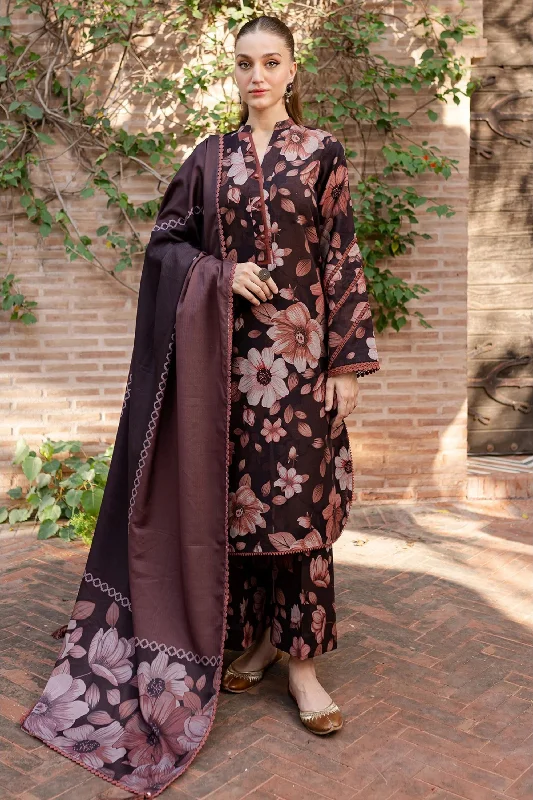 Dark Brown Floral Khadar Suit Knitted floral dresses