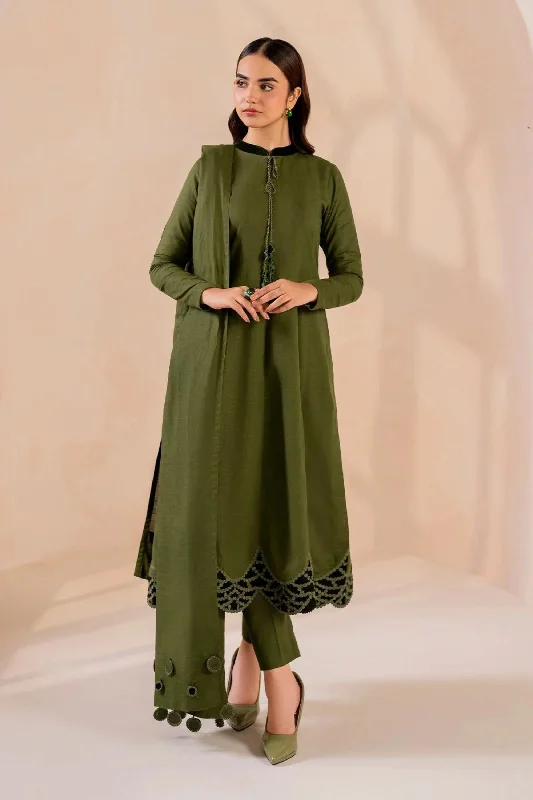 Dark Green Khadar Readymade Suit Date night unclassified dresses