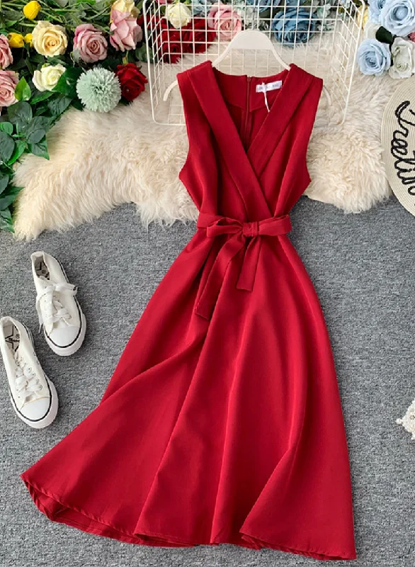 Elegant v neck sleeveless dress women's dress  1228 Designer unclassified dresses