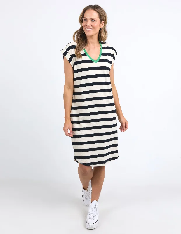 Elm Sunny Tee Dress Navy/White Stripe Winter unclassified dresses