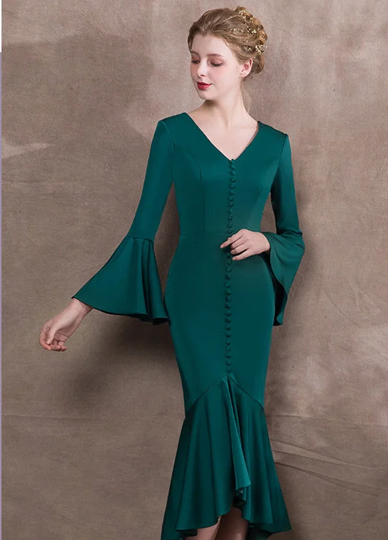 Green Elegant V-Neck Fishtail Evening Dress Casual unclassified dresses